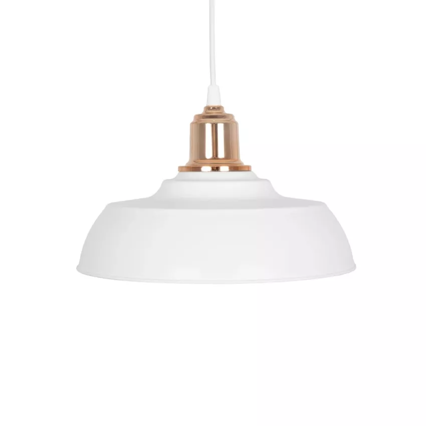 GLOBOSTAR® LOAN  Μοντέρνο Κρεμαστό Φωτιστικό Οροφής με Ντουί 1 x E27 AC 220-240V IP20 - Λευκό & Μπρονζέ  - Μ25.5 x Π25.5 x Υ17cm