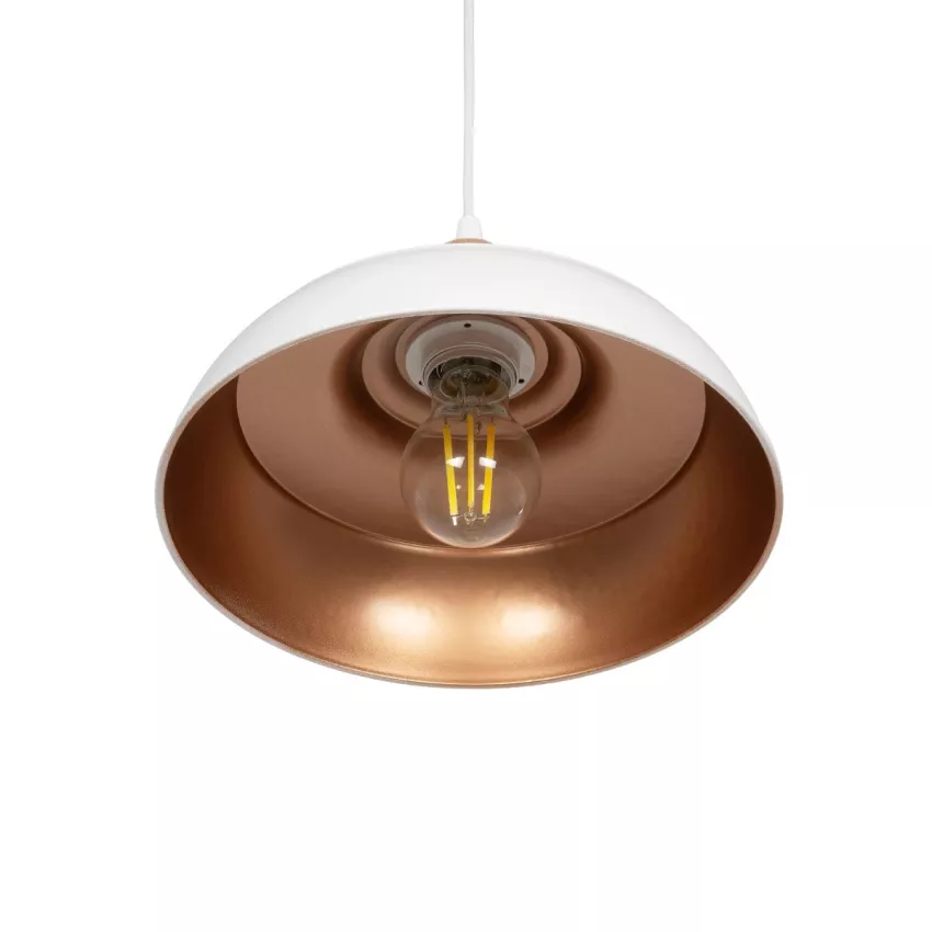 GLOBOSTAR® LOAN  Μοντέρνο Κρεμαστό Φωτιστικό Οροφής με Ντουί 1 x E27 AC 220-240V IP20 - Λευκό & Μπρονζέ  - Μ25.5 x Π25.5 x Υ17cm