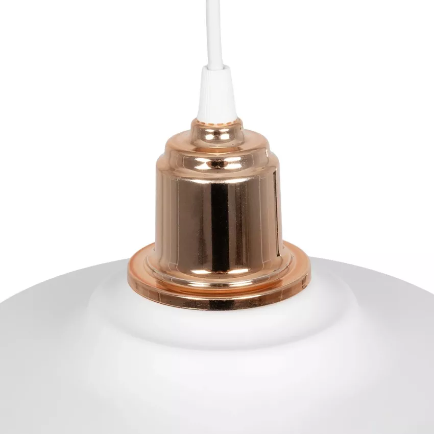 GLOBOSTAR® LOAN  Μοντέρνο Κρεμαστό Φωτιστικό Οροφής με Ντουί 1 x E27 AC 220-240V IP20 - Λευκό & Μπρονζέ  - Μ25.5 x Π25.5 x Υ17cm