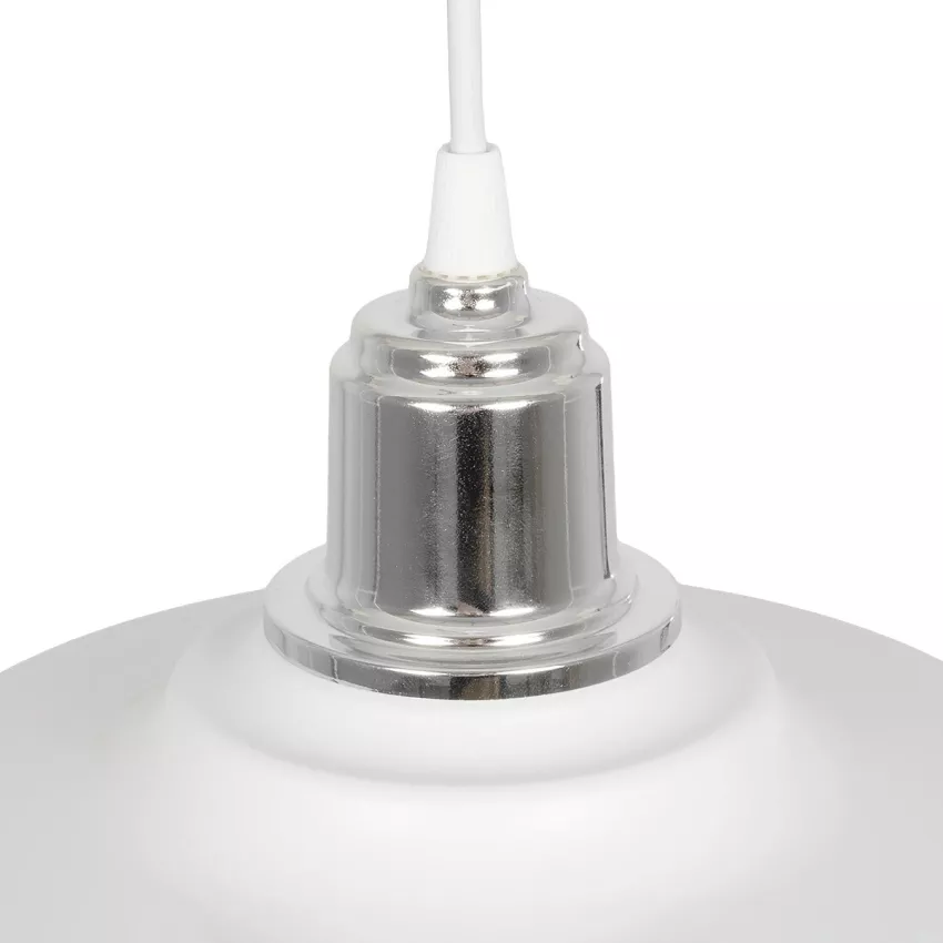 GLOBOSTAR® LOAN  Μοντέρνο Κρεμαστό Φωτιστικό Οροφής με Ντουί 1 x E27 AC 220-240V IP20 - Λευκό & Ασημί  - Μ25.5 x Π25.5 x Υ17cm