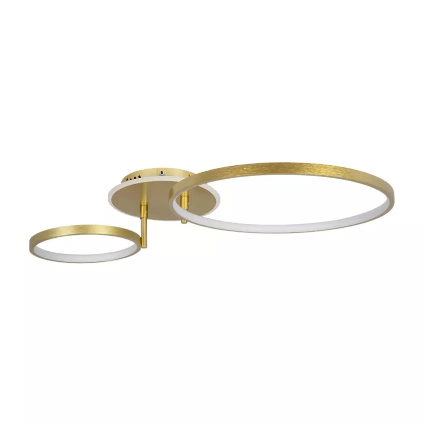 GLOBOSTAR® NEMESIS  Μοντέρνο Φωτιστικό Οροφής LED 67W 7573lm 360° AC 220-240V IP20 Ρυθμιζόμενο Λευκό CCT με Χειριστήριο από 2700K έως 6000K Dimmable - Lumileds SMD Chip - Χρυσό Βούρτσας - Μ84 x Π45 x Υ13cm