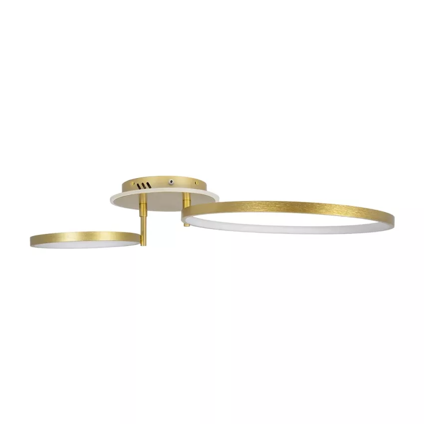 GLOBOSTAR® NEMESIS  Μοντέρνο Φωτιστικό Οροφής LED 67W 7573lm 360° AC 220-240V IP20 Ρυθμιζόμενο Λευκό CCT με Χειριστήριο από 2700K έως 6000K Dimmable - Lumileds SMD Chip - Χρυσό Βούρτσας - Μ84 x Π45 x Υ13cm