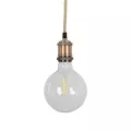 GLOBOSTAR® WHIP  Μοντέρνο DIY Φωτιστικό με Υφασμάτινο Καλώδιο, Ντουί 1 x E27, Διακόπτη On/Off & Πρίζα AC 220-240V IP20 - Μπεζ & Χάλκινο - Μ150 x Π5 x Υ5cm