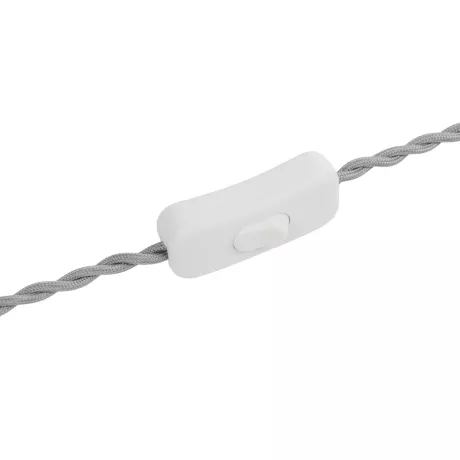 GLOBOSTAR® WHIP  Μοντέρνο DIY Πλεκτό Καλώδιο με Διακόπτη On/Off AC 220-240V IP20 - Γκρι & Λευκό - Μ150 x Π2.7 x Υ1.9cm