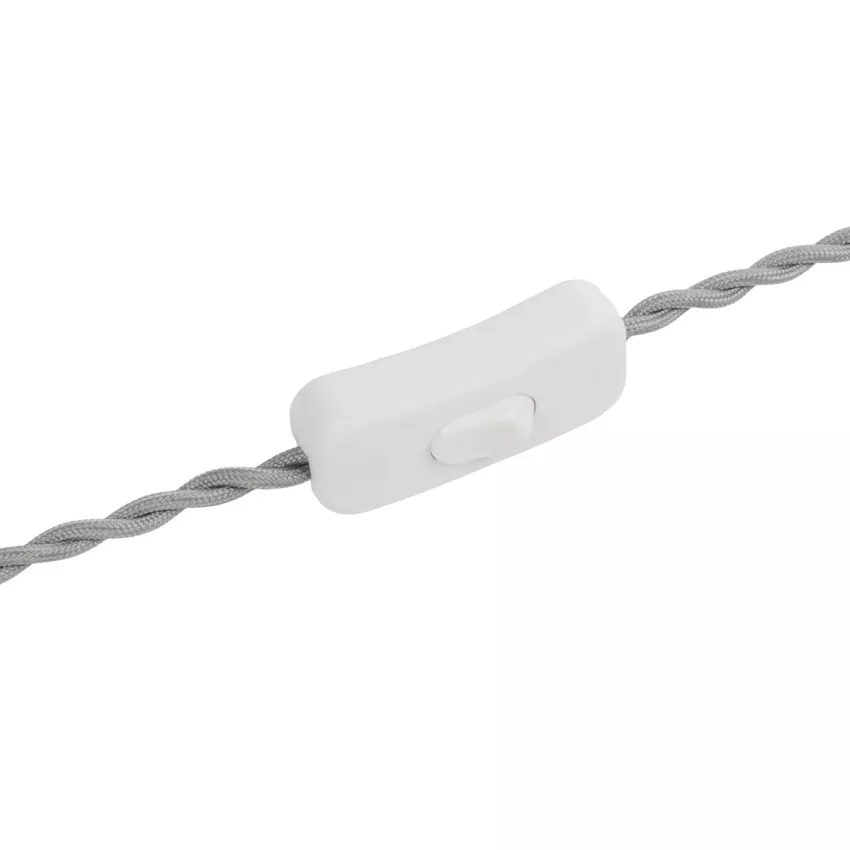 GLOBOSTAR® WHIP  Μοντέρνο DIY Πλεκτό Καλώδιο με Διακόπτη On/Off AC 220-240V IP20 - Γκρι & Λευκό - Μ150 x Π2.7 x Υ1.9cm