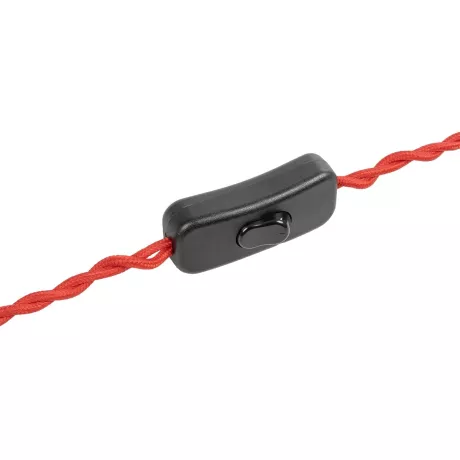 GLOBOSTAR® WHIP  Μοντέρνο DIY Πλεκτό Καλώδιο με Διακόπτη On/Off AC 220-240V IP20 - Κόκκινο & Μαύρο - Μ150 x Π2.7 x Υ1.9cm