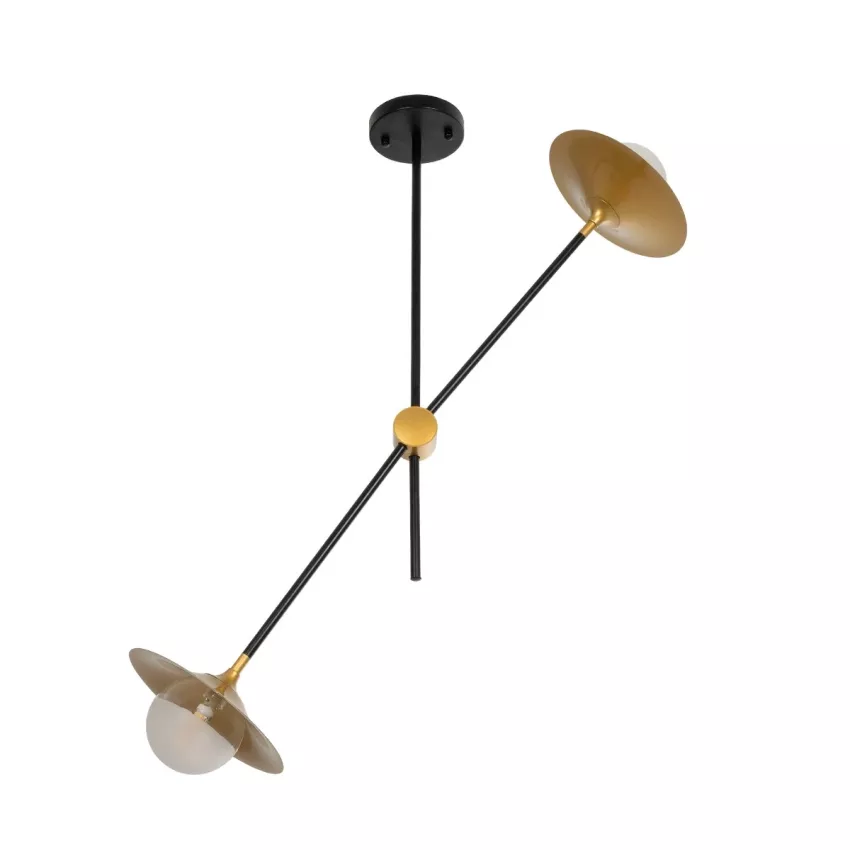 GLOBOSTAR® JOLIET  Μοντέρνο Φωτιστικό Οροφής με Ντουί 2 x G9 AC 220-240V IP20 - Μαύρο & Χρυσό - Μ93 x Π20 x Υ106cm