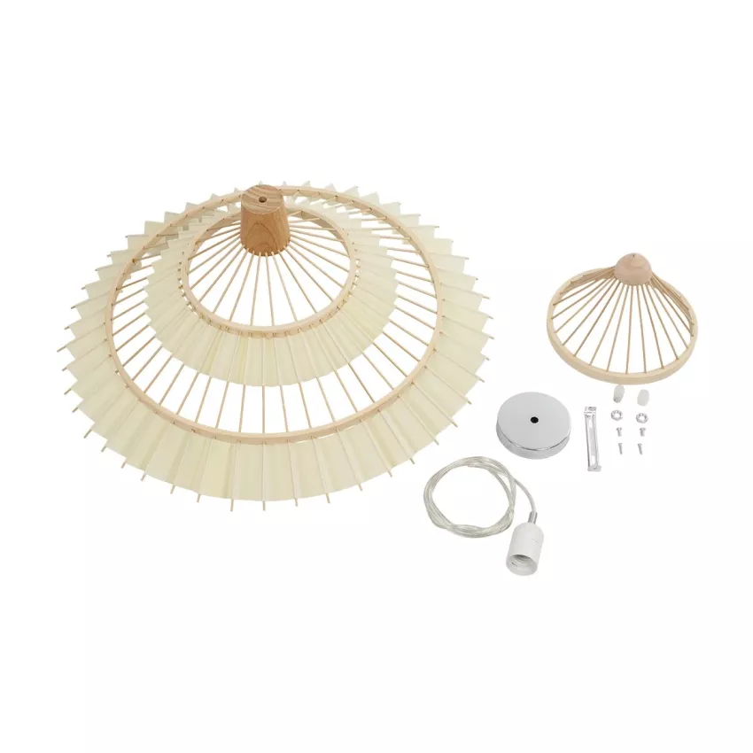 GLOBOSTAR® VENTALIA  Boho Κρεμαστό Φωτιστικό Οροφής με Ντουί 1 x E27 AC 220-240V IP20 - Μπεζ - Μ60 x Π60 x Υ30cm