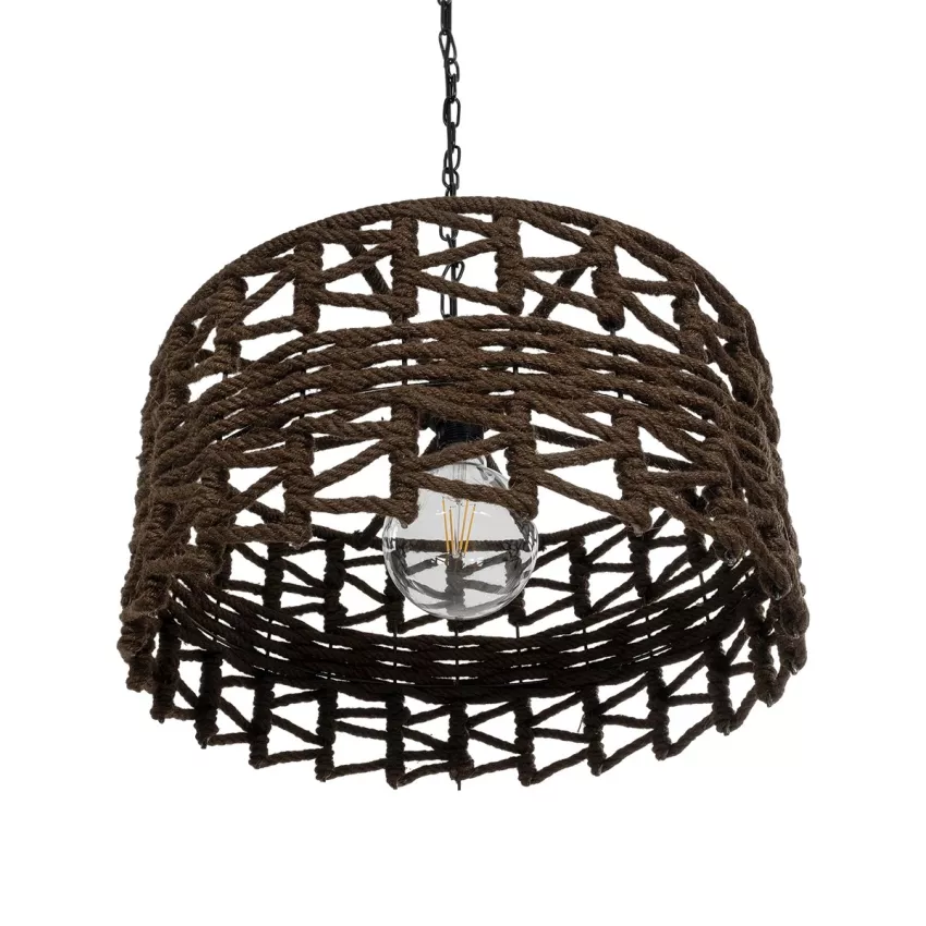 GLOBOSTAR® VERA  Boho Κρεμαστό Φωτιστικό Οροφής με Ντουί 1 x E27 AC 220-240V IP20 - Καφέ - Μ50 x Π50 x Υ25cm