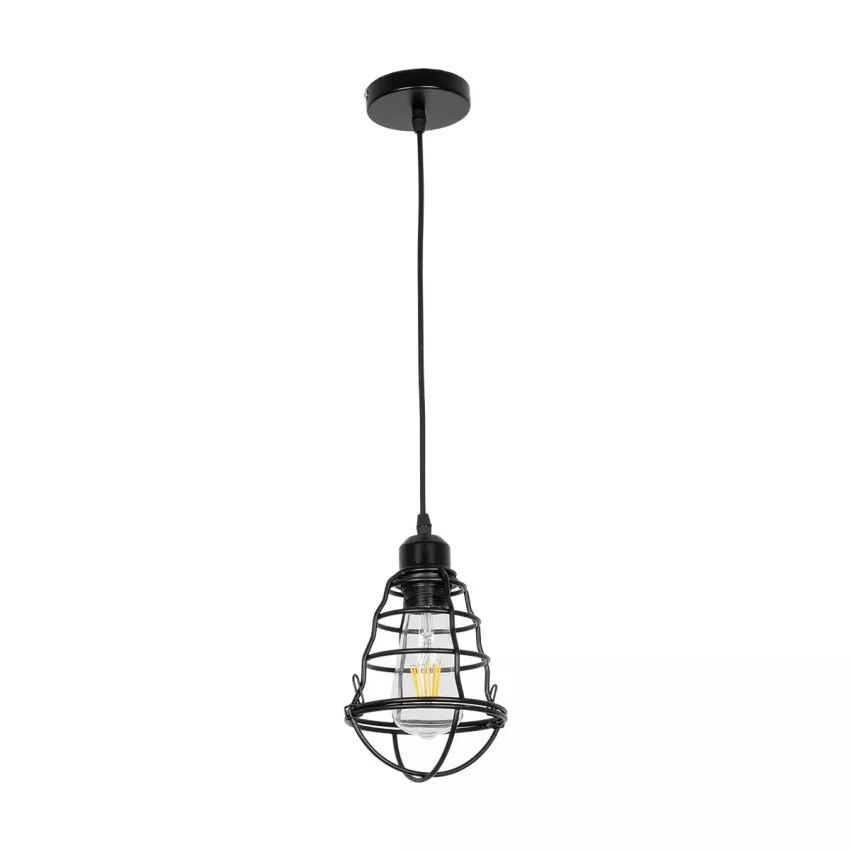 GLOBOSTAR® ALDO  Vintage Κρεμαστό Φωτιστικό Οροφής με Ντουί 1 x E27 AC 220-240V IP20 - Μαύρο - Μ15 x Π15 x Υ24cm