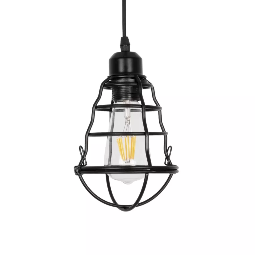 GLOBOSTAR® ALDO  Vintage Κρεμαστό Φωτιστικό Οροφής με Ντουί 1 x E27 AC 220-240V IP20 - Μαύρο - Μ15 x Π15 x Υ24cm
