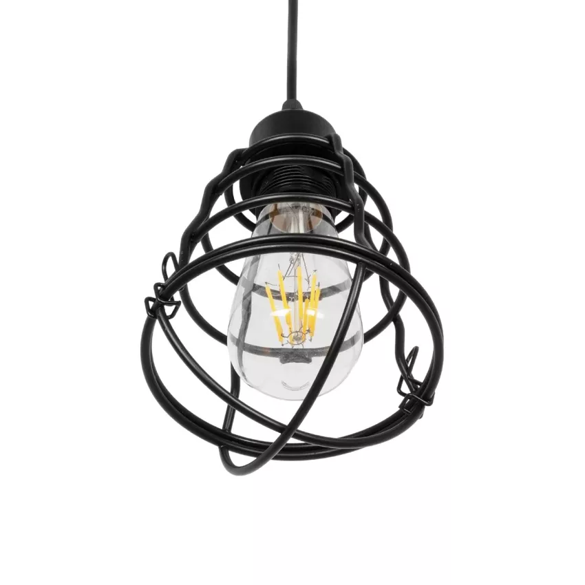 GLOBOSTAR® ALDO  Vintage Κρεμαστό Φωτιστικό Οροφής με Ντουί 1 x E27 AC 220-240V IP20 - Μαύρο - Μ15 x Π15 x Υ24cm