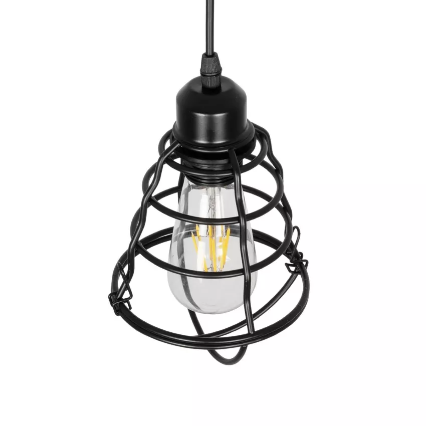 GLOBOSTAR® ALDO  Vintage Κρεμαστό Φωτιστικό Οροφής με Ντουί 1 x E27 AC 220-240V IP20 - Μαύρο - Μ15 x Π15 x Υ24cm