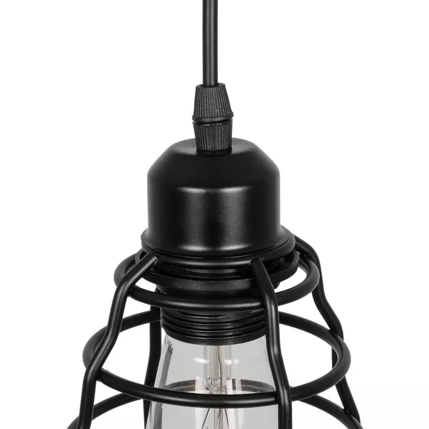 GLOBOSTAR® ALDO  Vintage Κρεμαστό Φωτιστικό Οροφής με Ντουί 1 x E27 AC 220-240V IP20 - Μαύρο - Μ15 x Π15 x Υ24cm