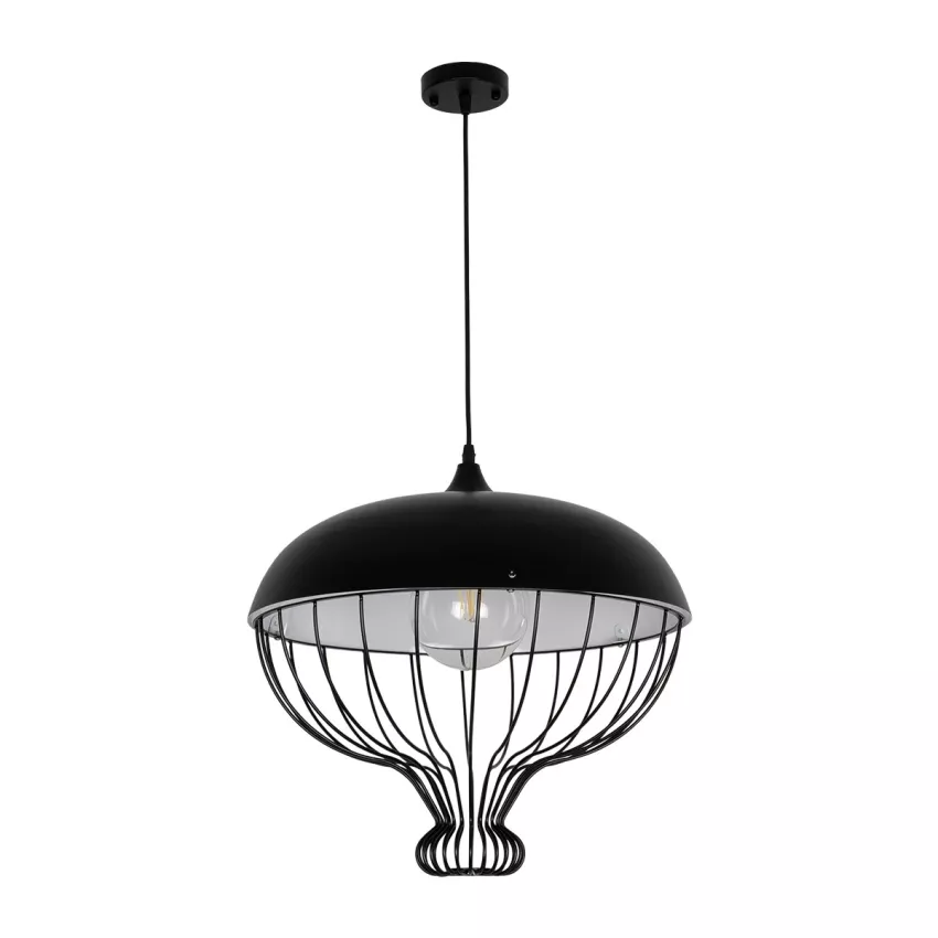 GLOBOSTAR® SOBRINO  Vintage Κρεμαστό Φωτιστικό Οροφής με Ντουί 1 x E27 AC 220-240V IP20 - Μαύρο - Μ45 x Π45 x Υ45cm
