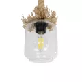 GLOBOSTAR® JAM  Vintage Κρεμαστό Φωτιστικό Οροφής με Ντουί 1 x E27 AC 220-240V IP20 - Διάφανο & Μπεζ - Μ13 x Π13 x Υ125cm