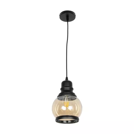 GLOBOSTAR® OLIVER  Vintage Κρεμαστό Φωτιστικό Οροφής με Ντουί 1 x E27 AC 220-240V IP20 - Μελί & Μαύρο - Μ16 x Π16 x Υ25cm