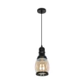 GLOBOSTAR® OLIVER  Vintage Κρεμαστό Φωτιστικό Οροφής με Ντουί 1 x E27 AC 220-240V IP20 - Μελί & Μαύρο - Μ14 x Π14 x Υ30cm