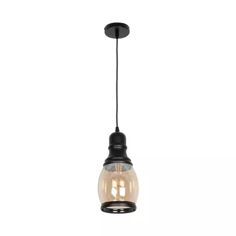 GLOBOSTAR® OLIVER  Vintage Κρεμαστό Φωτιστικό Οροφής με Ντουί 1 x E27 AC 220-240V IP20 - Μελί & Μαύρο - Μ14 x Π14 x Υ30cm