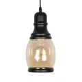 GLOBOSTAR® OLIVER  Vintage Κρεμαστό Φωτιστικό Οροφής με Ντουί 1 x E27 AC 220-240V IP20 - Μελί & Μαύρο - Μ14 x Π14 x Υ30cm