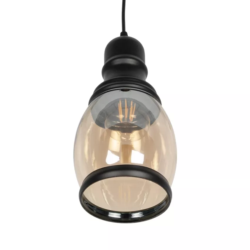 GLOBOSTAR® OLIVER  Vintage Κρεμαστό Φωτιστικό Οροφής με Ντουί 1 x E27 AC 220-240V IP20 - Μελί & Μαύρο - Μ14 x Π14 x Υ30cm