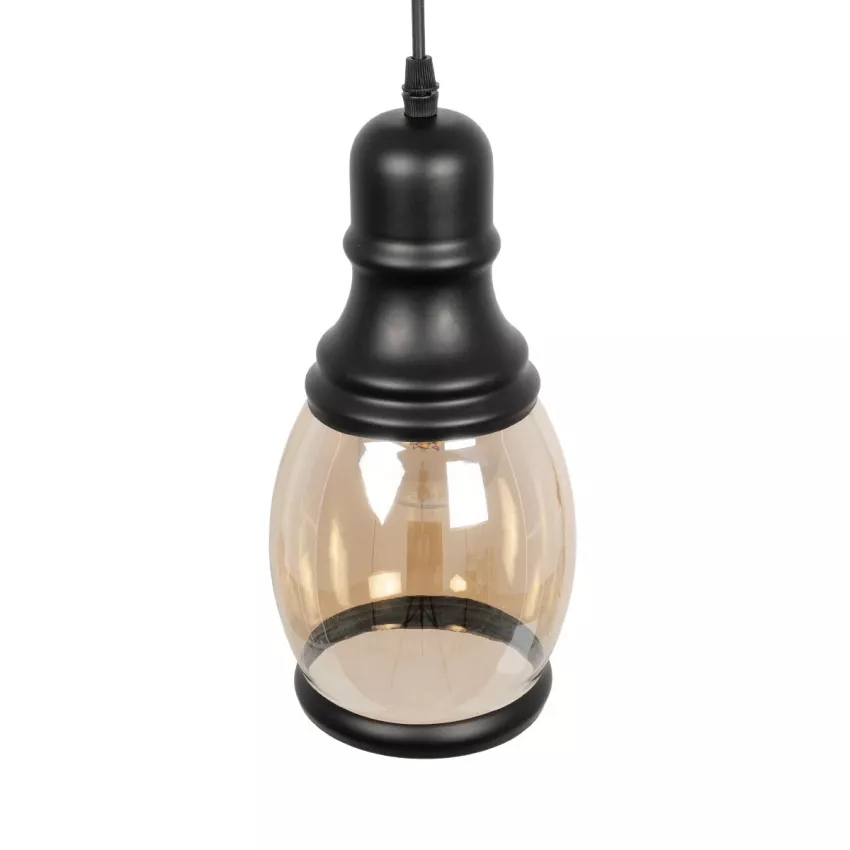 GLOBOSTAR® OLIVER  Vintage Κρεμαστό Φωτιστικό Οροφής με Ντουί 1 x E27 AC 220-240V IP20 - Μελί & Μαύρο - Μ14 x Π14 x Υ30cm