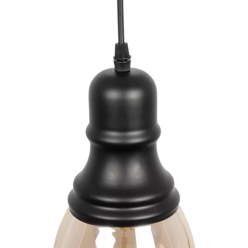 GLOBOSTAR® OLIVER  Vintage Κρεμαστό Φωτιστικό Οροφής με Ντουί 1 x E27 AC 220-240V IP20 - Μελί & Μαύρο - Μ14 x Π14 x Υ30cm