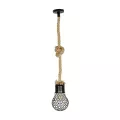 GLOBOSTAR® URBAN  Vintage Κρεμαστό Φωτιστικό Οροφής με Ντουί 1 x E27 AC 220-240V IP20 - Μαύρο & Μπεζ - Μ15 x Π15 x Υ80cm