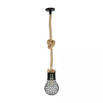 GLOBOSTAR® URBAN  Vintage Κρεμαστό Φωτιστικό Οροφής με Ντουί 1 x E27 AC 220-240V IP20 - Μαύρο & Μπεζ - Μ15 x Π15 x Υ80cm