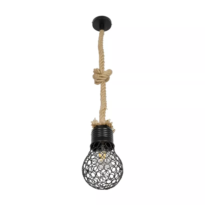 GLOBOSTAR® URBAN  Vintage Κρεμαστό Φωτιστικό Οροφής με Ντουί 1 x E27 AC 220-240V IP20 - Μαύρο & Μπεζ - Μ15 x Π15 x Υ80cm