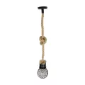 GLOBOSTAR® URBAN  Vintage Κρεμαστό Φωτιστικό Οροφής με Ντουί 1 x E27 AC 220-240V IP20 - Μαύρο & Μπεζ - Μ15 x Π15 x Υ80cm