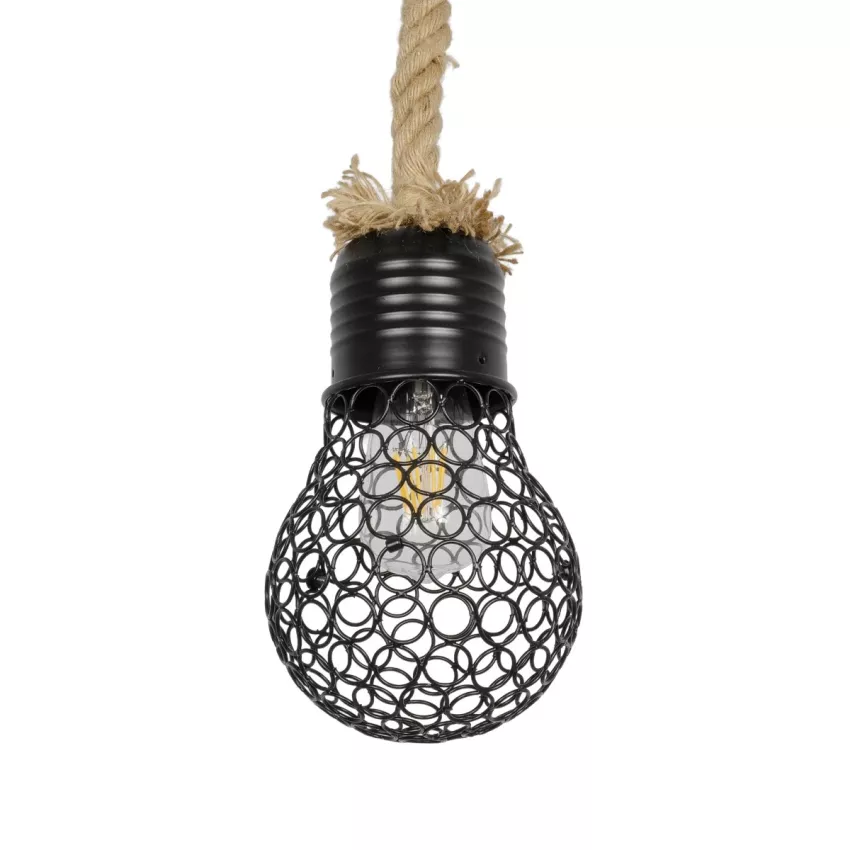 GLOBOSTAR® URBAN  Vintage Κρεμαστό Φωτιστικό Οροφής με Ντουί 1 x E27 AC 220-240V IP20 - Μαύρο & Μπεζ - Μ15 x Π15 x Υ80cm