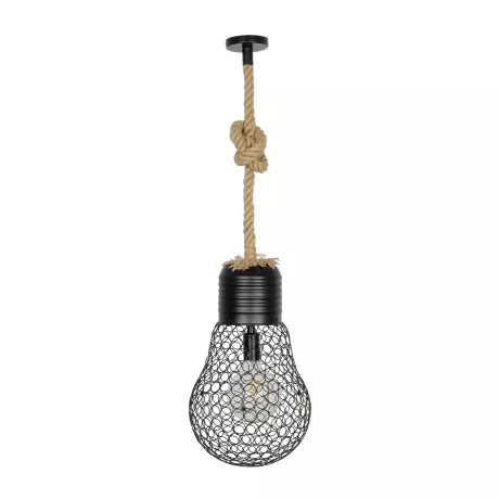 GLOBOSTAR® URBAN  Vintage Κρεμαστό Φωτιστικό Οροφής με Ντουί 1 x E27 AC 220-240V IP20 - Μαύρο & Μπεζ - Μ28 x Π28 x Υ80cm