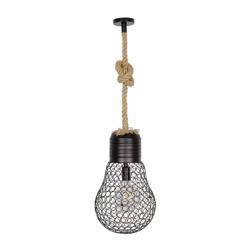 GLOBOSTAR® URBAN  Vintage Κρεμαστό Φωτιστικό Οροφής με Ντουί 1 x E27 AC 220-240V IP20 - Μαύρο & Μπεζ - Μ28 x Π28 x Υ80cm