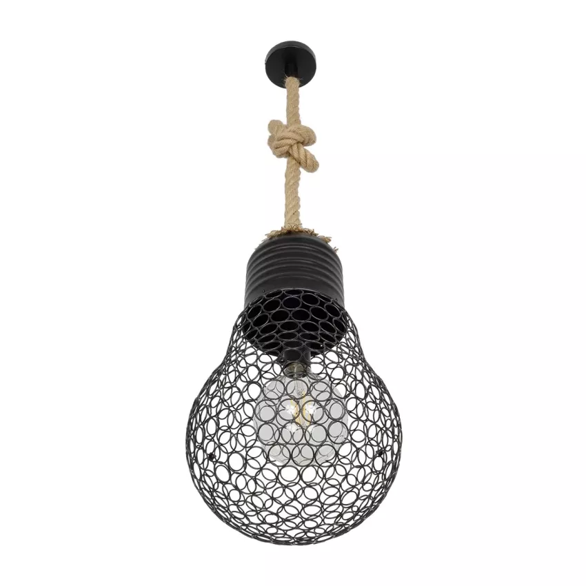 GLOBOSTAR® URBAN  Vintage Κρεμαστό Φωτιστικό Οροφής με Ντουί 1 x E27 AC 220-240V IP20 - Μαύρο & Μπεζ - Μ28 x Π28 x Υ80cm