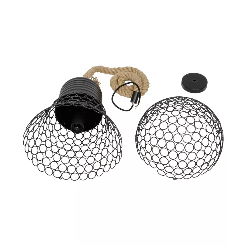 GLOBOSTAR® URBAN  Vintage Κρεμαστό Φωτιστικό Οροφής με Ντουί 1 x E27 AC 220-240V IP20 - Μαύρο & Μπεζ - Μ28 x Π28 x Υ80cm