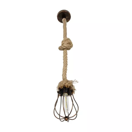 GLOBOSTAR® CAMBER  Vintage Κρεμαστό Φωτιστικό Οροφής με Ντουί 1 x E27 AC 220-240V IP20 - Χάλκινο & Μπεζ - Μ12 x Π12 x Υ80cm
