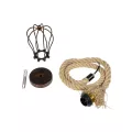 GLOBOSTAR® CAMBER  Vintage Κρεμαστό Φωτιστικό Οροφής με Ντουί 1 x E27 AC 220-240V IP20 - Χάλκινο & Μπεζ - Μ12 x Π12 x Υ80cm