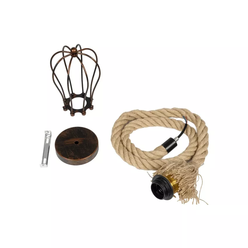 GLOBOSTAR® CAMBER  Vintage Κρεμαστό Φωτιστικό Οροφής με Ντουί 1 x E27 AC 220-240V IP20 - Χάλκινο & Μπεζ - Μ12 x Π12 x Υ80cm