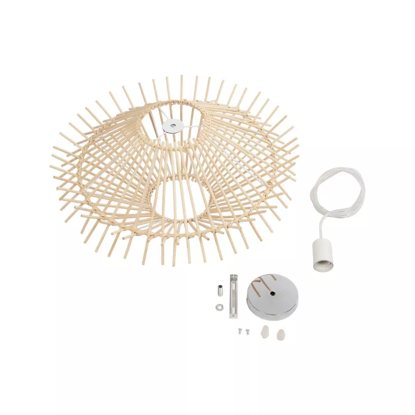 GLOBOSTAR® SASSO  Boho Κρεμαστό Φωτιστικό Οροφής με Ντουί 1 x E27 AC 220-240V IP20 - Μπεζ - Μ50 x Π50 x Y23cm