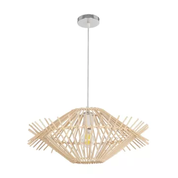 GLOBOSTAR® SASSO  Boho Κρεμαστό Φωτιστικό Οροφής με Ντουί 1 x E27 AC 220-240V IP20 - Μπεζ - Μ50 x Π50 x Y23cm