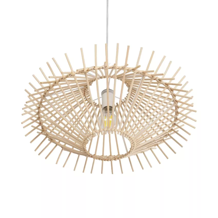 GLOBOSTAR® SASSO  Boho Κρεμαστό Φωτιστικό Οροφής με Ντουί 1 x E27 AC 220-240V IP20 - Μπεζ - Μ50 x Π50 x Y23cm