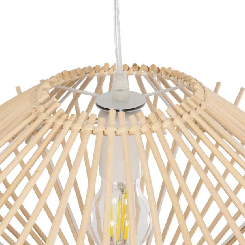 GLOBOSTAR® SASSO  Boho Κρεμαστό Φωτιστικό Οροφής με Ντουί 1 x E27 AC 220-240V IP20 - Μπεζ - Μ50 x Π50 x Y23cm