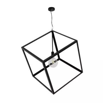 GLOBOSTAR® CUBE  Μοντέρνο Κρεμαστό Φωτιστικό Οροφής με Ντουί 1 x E27 AC 220-240V IP20 - Μαύρο - Μ70 x Π70 x Υ87cm