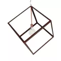 GLOBOSTAR® CUBE  Μοντέρνο Κρεμαστό Φωτιστικό Οροφής με Ντουί 1 x E27 AC 220-240V IP20 - Χάλκινο - Μ70 x Π70 x Υ87cm
