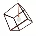 GLOBOSTAR® CUBE  Μοντέρνο Κρεμαστό Φωτιστικό Οροφής με Ντουί 1 x E27 AC 220-240V IP20 - Χάλκινο - Μ70 x Π70 x Υ87cm