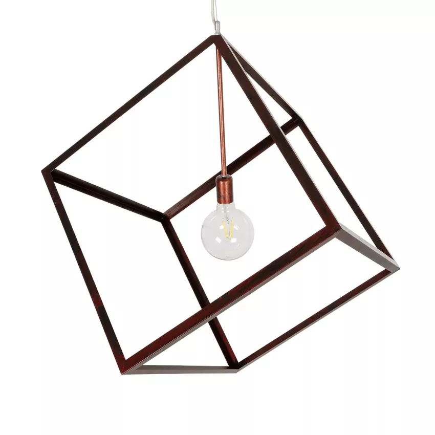 GLOBOSTAR® CUBE  Μοντέρνο Κρεμαστό Φωτιστικό Οροφής με Ντουί 1 x E27 AC 220-240V IP20 - Χάλκινο - Μ70 x Π70 x Υ87cm