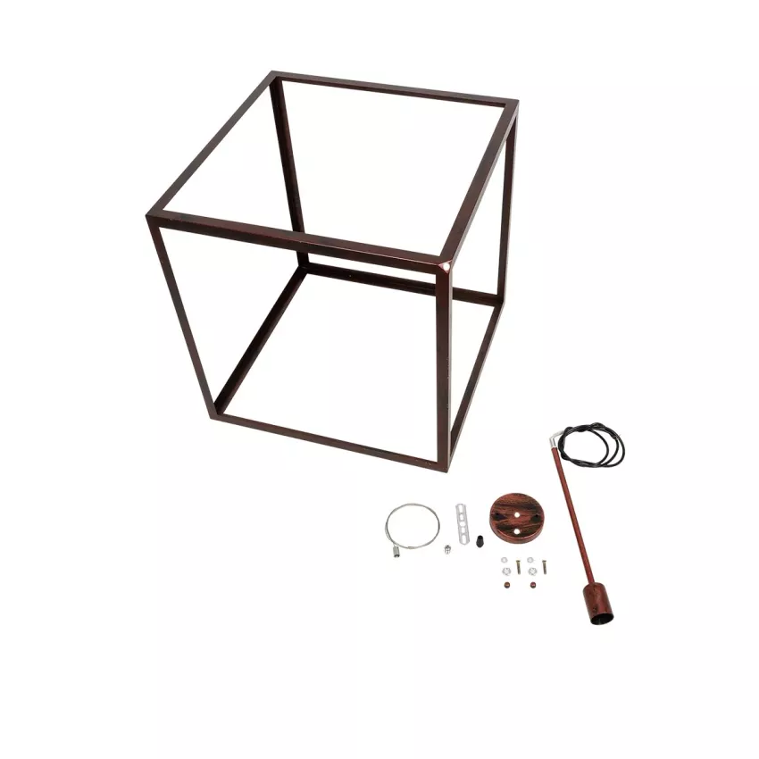 GLOBOSTAR® CUBE  Μοντέρνο Κρεμαστό Φωτιστικό Οροφής με Ντουί 1 x E27 AC 220-240V IP20 - Χάλκινο - Μ70 x Π70 x Υ87cm