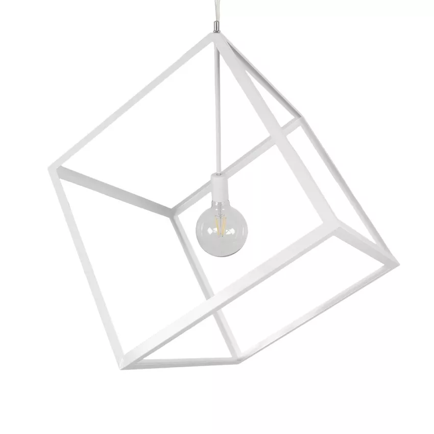 GLOBOSTAR® CUBE  Μοντέρνο Κρεμαστό Φωτιστικό Οροφής με Ντουί 1 x E27 AC 220-240V IP20 - Λευκό - Μ70 x Π70 x Y87cm
