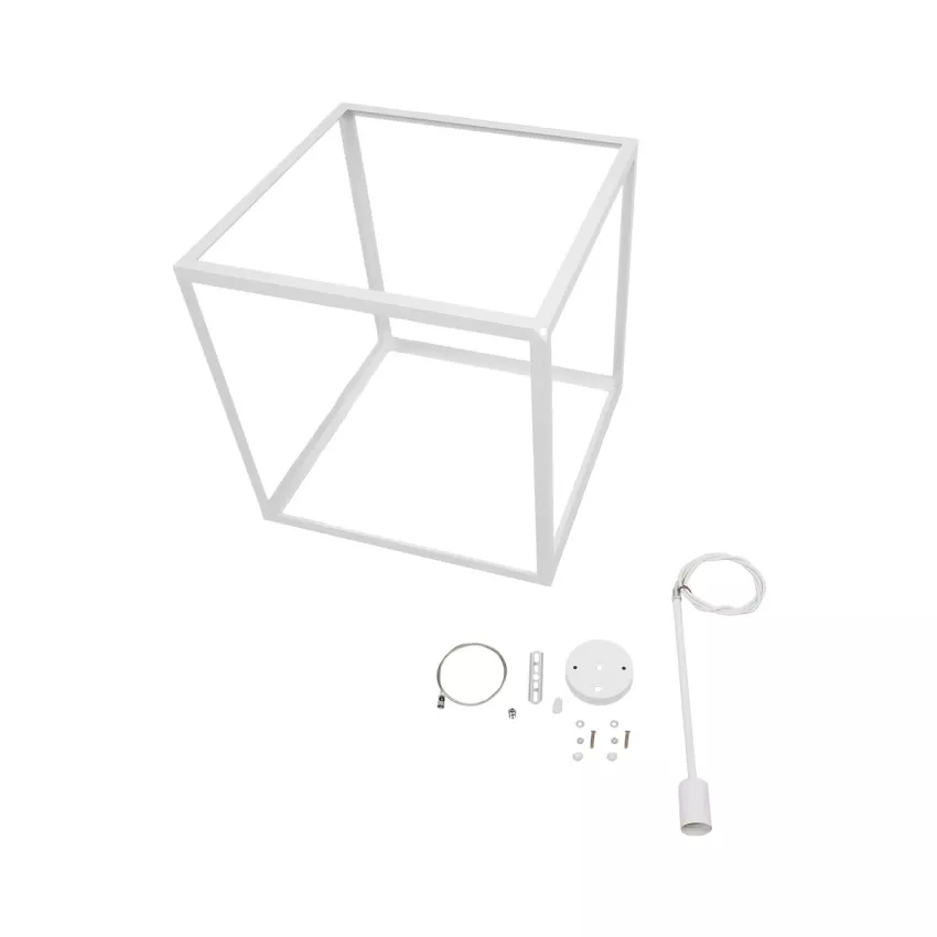 GLOBOSTAR® CUBE  Μοντέρνο Κρεμαστό Φωτιστικό Οροφής με Ντουί 1 x E27 AC 220-240V IP20 - Λευκό - Μ70 x Π70 x Y87cm